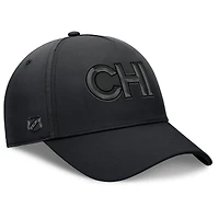 Casquette Fanatics noire authentique pour homme des Chicago Blackhawks, équipe de route professionnelle, code Flex