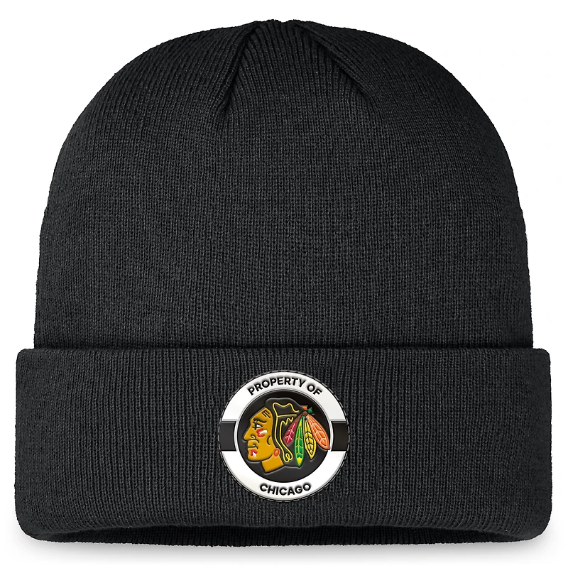 Men's Fanatics Black Chicago Blackhawks Authentic Pro Training Camp Cuffed Knit Hat