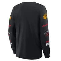 T-shirt à manches longues Fanatics pour homme, noir, Chicago Blackhawks, avec logo Legacy