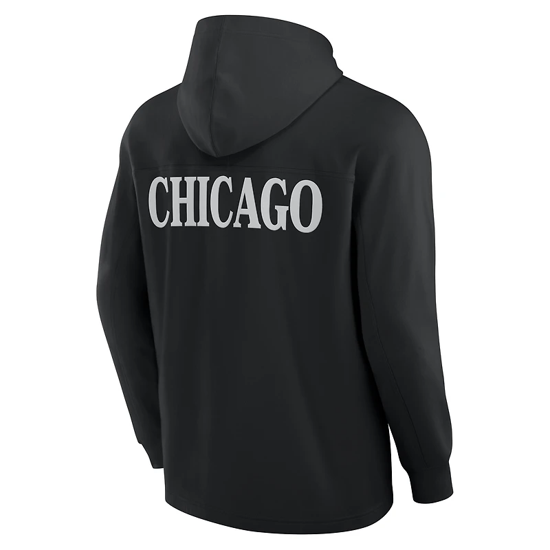 Men's Fanatics Black Chicago Blackhawks Elements Blaze Tri-Blend Long Sleeve Hoodie T-Shirt
