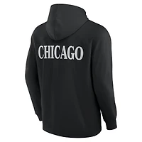 Men's Fanatics Black Chicago Blackhawks Elements Blaze Tri-Blend Long Sleeve Hoodie T-Shirt