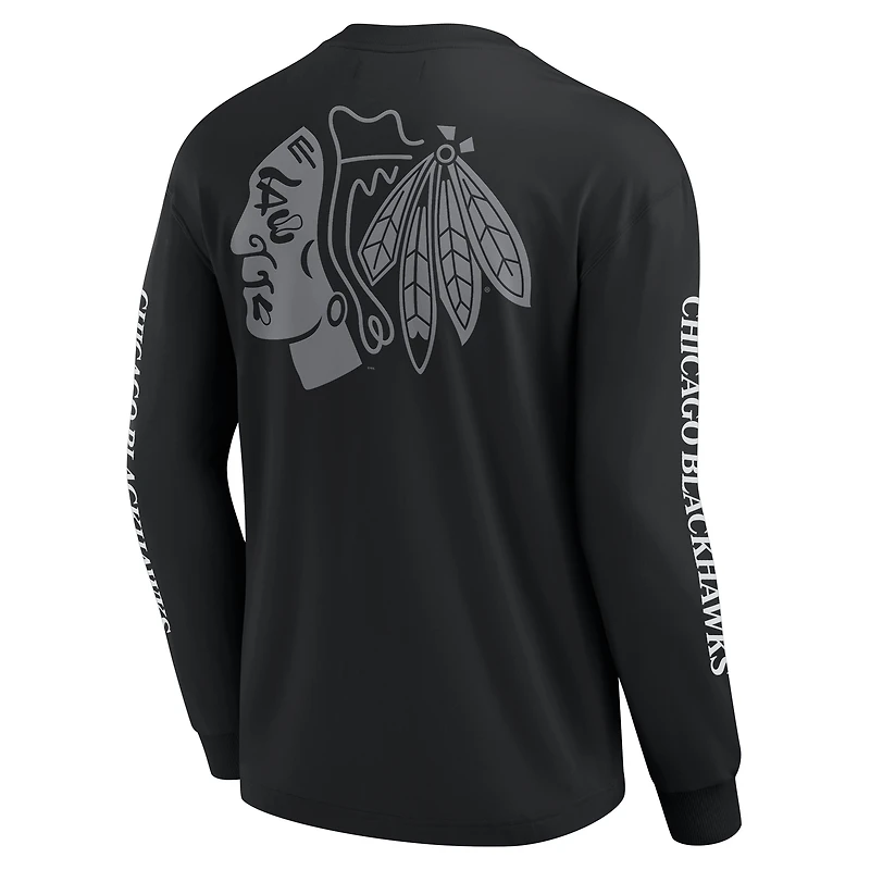 T-shirt à manches longues Fanatics pour hommes, noir, Chicago Blackhawks Elements Strive