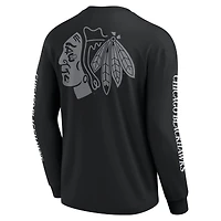 T-shirt à manches longues Fanatics pour hommes, noir, Chicago Blackhawks Elements Strive