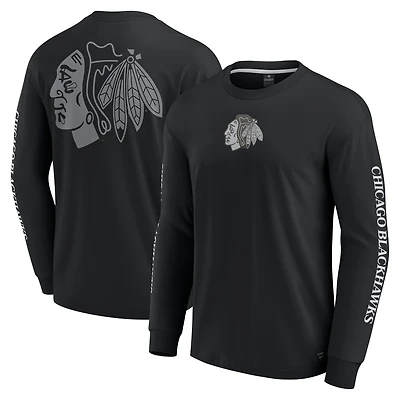 T-shirt à manches longues Fanatics pour hommes, noir, Chicago Blackhawks Elements Strive