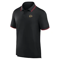 Polo noir Fanatics pour homme avec logo Front Office Move des Chicago Blackhawks