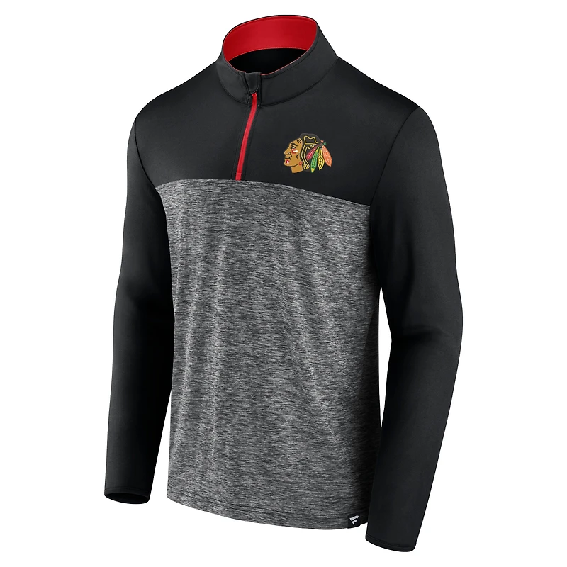Men's Fanatics Black Chicago Blackhawks Iconic Defender Quarter-Zip Jacket