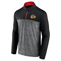 Men's Fanatics Black Chicago Blackhawks Iconic Defender Quarter-Zip Jacket