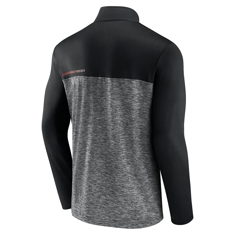 Men's Fanatics Black Chicago Blackhawks Iconic Defender Quarter-Zip Jacket