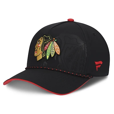 Casquette ajustable Fanatics Black Chicago Blackhawks On Stage Podium A-Frame pour homme