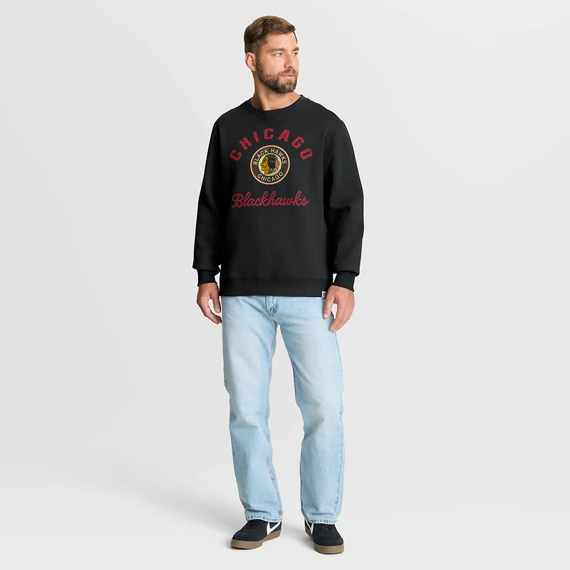 Men's Fanatics Black Chicago Blackhawks Vintage Stickler Sweatshirt