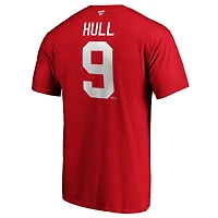 Men's Fanatics Bobby Hull Red Chicago Blackhawks Authentic Stack Retired Player Name & Number T-Shirt