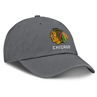 Men's Fanatics Charcoal Chicago Blackhawks Washed Adjustable Hat
