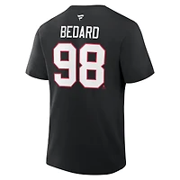 Men's Fanatics Connor Bedard Black Chicago Blackhawks Authentic Stack Name & Number T-Shirt