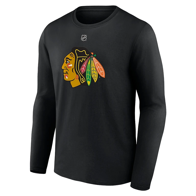 Men's Fanatics Connor Bedard Chicago Blackhawks Authentic Stack Name & Number T-Shirt