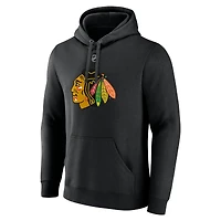 Men's Fanatics Connor Bedard Black Chicago Blackhawks Authentic Stack Name & Number Tri-Blend Pullover Hoodie