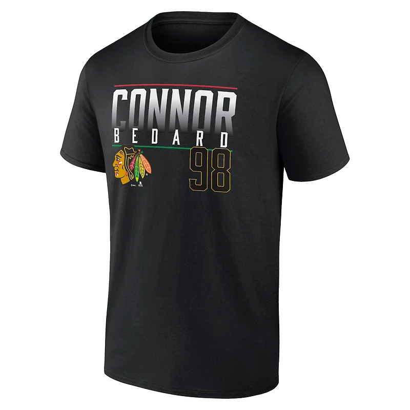T-shirt noir avec nom et numéro des Blackhawks de Chicago Fanatics Connor Bedard pour hommes