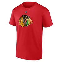 Fanatics pour hommes Connor Bedard rouge Chicago Blackhawks 2023 NHL Draft Authentic Stack Player Name & Number T-shirt