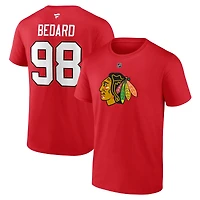 Men's Fanatics Connor Bedard Chicago Blackhawks Authentic Stack Name & Number T-Shirt