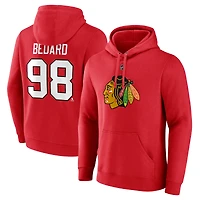 Fanatics pour hommes Connor Bedard rouge Chicago Blackhawks Authentic Stack Name & Number Tri-Blend Pull à capuche
