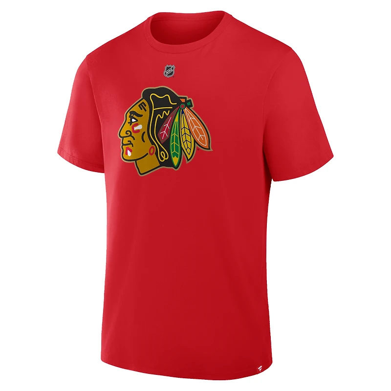 Men's Fanatics Connor Bedard Red Chicago Blackhawks Centennial Authentic Stack Name & Number T-Shirt
