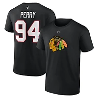 Men's Fanatics Corey Perry Black Chicago Blackhawks Authentic Stack Name & Number T-Shirt