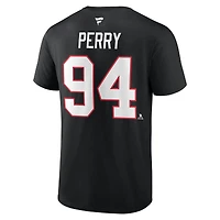 Men's Fanatics Corey Perry Black Chicago Blackhawks Authentic Stack Name & Number T-Shirt