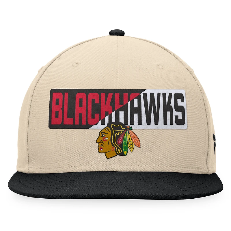 Men's Fanatics Cream/Black Chicago Blackhawks Goalaso Snapback Hat
