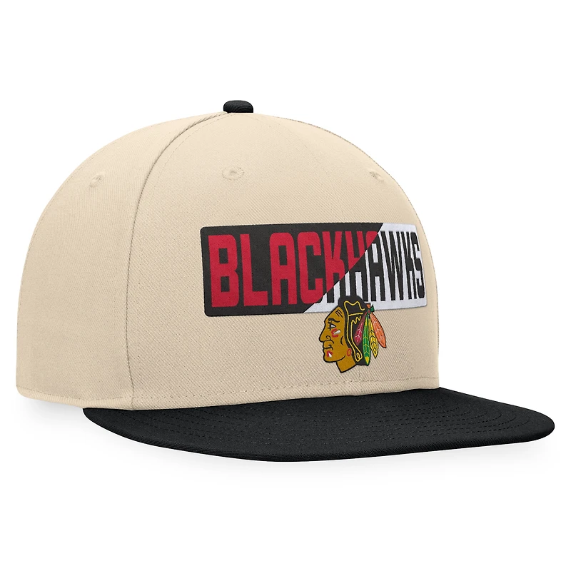 Men's Fanatics Cream/Black Chicago Blackhawks Goalaso Snapback Hat