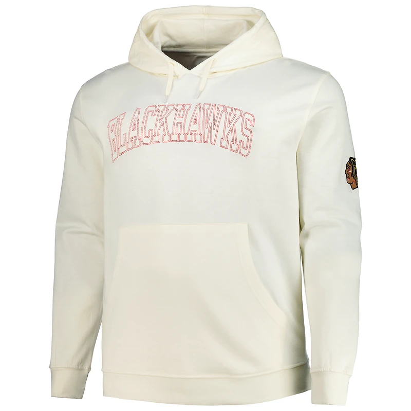 Men's Fanatics Cream Chicago Blackhawks Big &Tall Stitch Hoodie