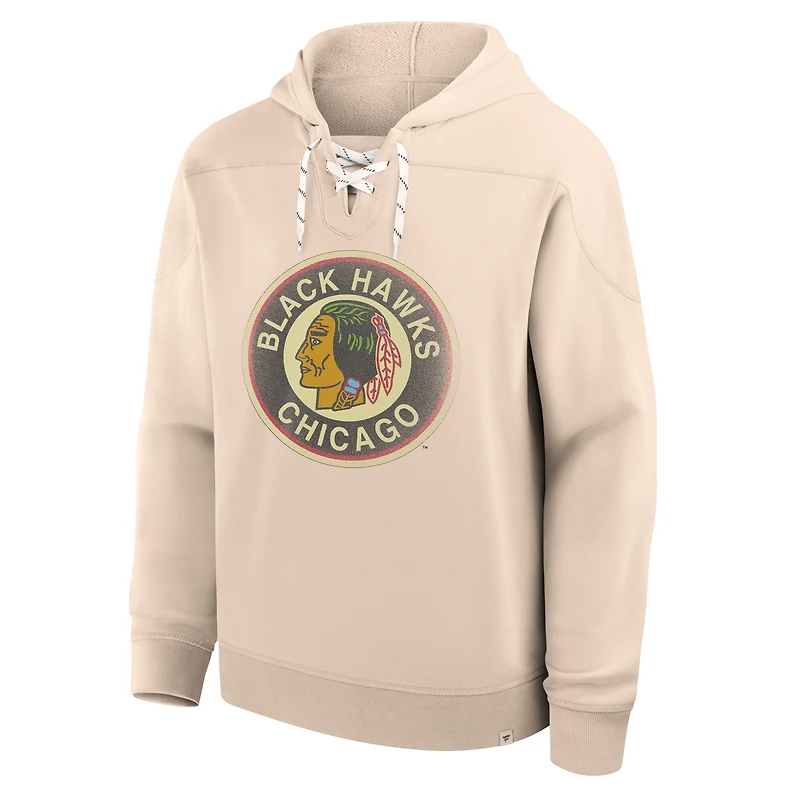 Men's Fanatics Cream Chicago Blackhawks Vintage Hoodie
