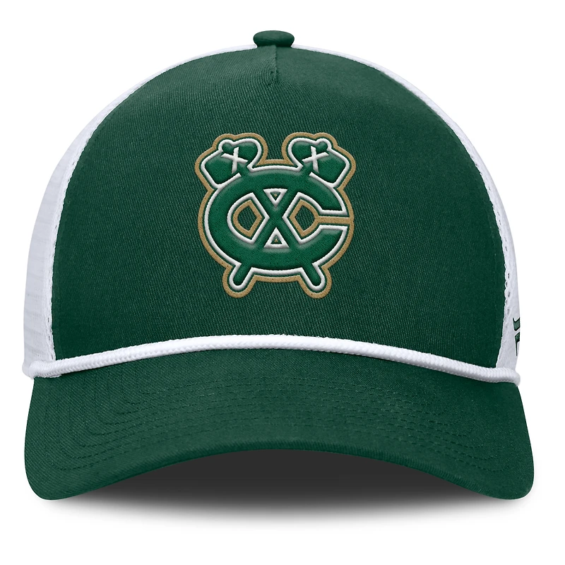 Casquette ajustable Fanatics verte et blanche Chicago Blackhawks Bermuda A-Frame pour homme