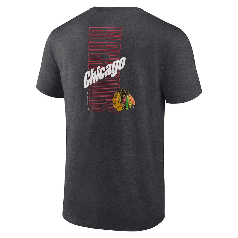 Men's Fanatics Heather Charcoal Chicago Blackhawks Backbone T-Shirt