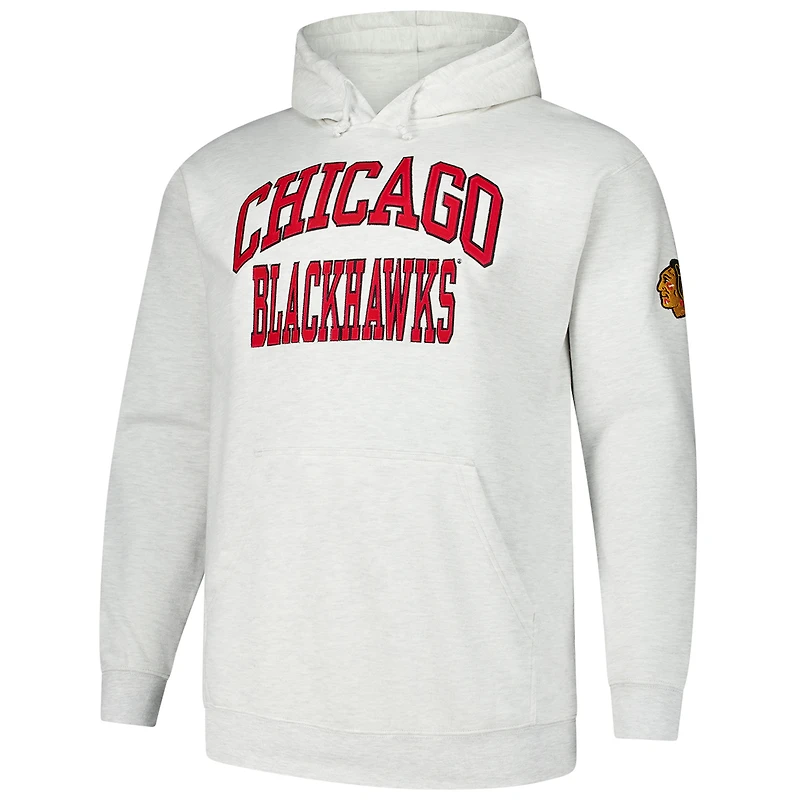 Sweat à capuche en polaire pour homme Fanatics Heather Grey Chicago Blackhawks Big & Tall