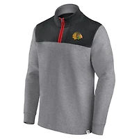 Men's Fanatics Heather Gray Chicago Blackhawks Launch It Quarter-Zip Jacket