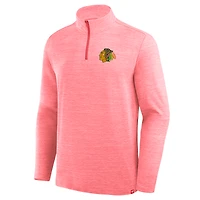 Men's Fanatics  Heather Red Chicago Blackhawks Clutch Boarding Poly Quarter-Zip Pullover