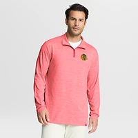Men's Fanatics  Heather Red Chicago Blackhawks Clutch Boarding Poly Quarter-Zip Pullover