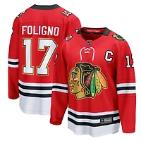 Maillot de joueur échappé du centenaire des Blackhawks Chicago Nick Foligno, fanatiques pour hommes, rouge