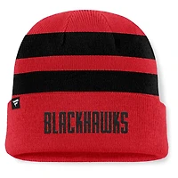 Men's Fanatics Red/Black Chicago Blackhawks Fundamental Swipe Stripe Cuffed Knit Hat