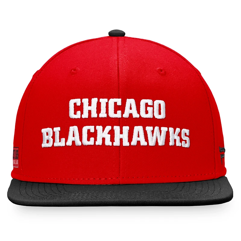 Men's Fanatics Red/Black Chicago Blackhawks Iconic Color Blocked Snapback Hat