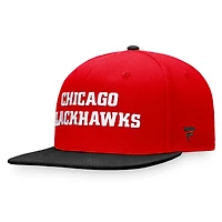 Casquette Snapback emblématique à couleur bloquée des Chicago Blackhawks Fanatics rouge/noir pour hommes