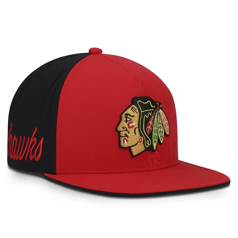 Casquette snapback rouge et noire Chicago Blackhawks pour homme (Fanatics)
