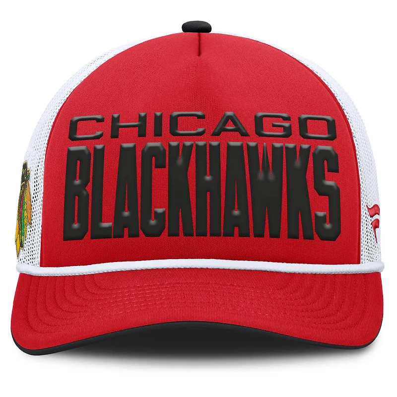 Men's Fanatics Red/White Chicago Blackhawks Centennial Foam Front Adjustable Trucker Hat