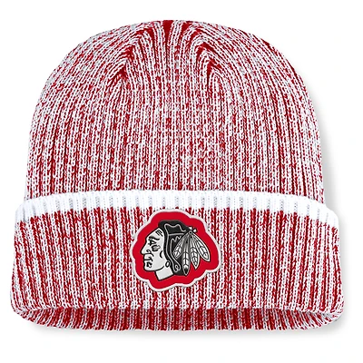 Bonnet en tricot à revers Fundamental Haze des Blackhawks de Chicago pour hommes Fanatics rouge/blanc