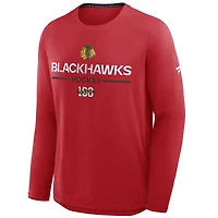 Men's Fanatics Red Chicago Blackhawks Authentic Pro Centennial Rink Tech Long Sleeve T-Shirt