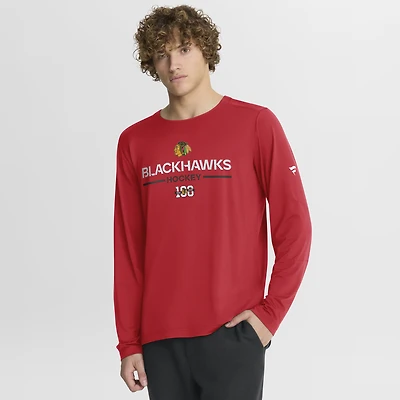 Men's Fanatics Red Chicago Blackhawks Authentic Pro Centennial Rink Tech Long Sleeve T-Shirt
