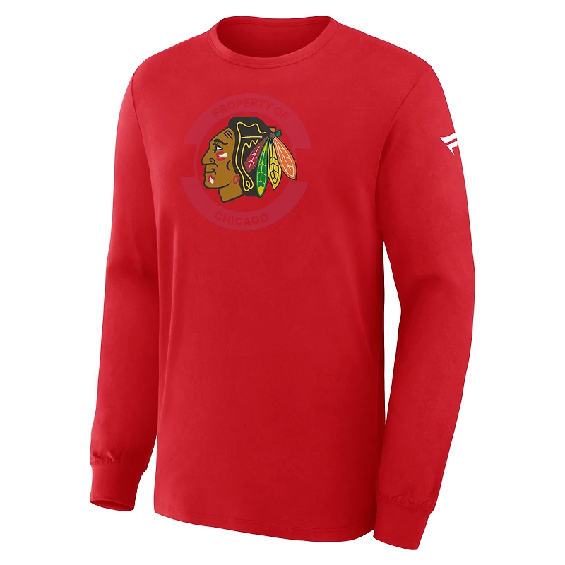 Men's Fanatics Red Chicago Blackhawks Authentic Pro Property Of Practice Long Sleeve T-Shirt