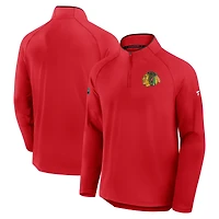 Men's Fanatics Red Chicago Blackhawks Authentic Pro Rink Training Centennial Raglan Quarter-Zip Pullover