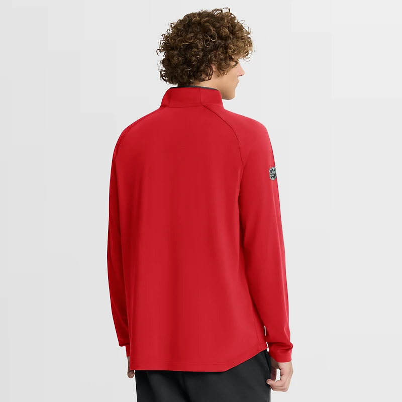 Men's Fanatics Red Chicago Blackhawks Authentic Pro Rink Training Quarter-Zip Pullover