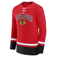 Men's Fanatics Red Chicago Blackhawks Back Pass Lace-Up Long Sleeve T-Shirt