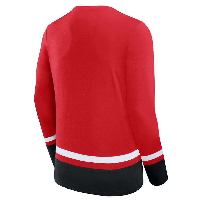 Men's Fanatics Red Chicago Blackhawks Back Pass Lace-Up Long Sleeve T-Shirt